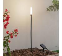 Lámpara LED solar Lindby Balian, negra, aluminio, 3000 K