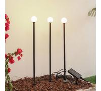 Lámpara LED solar Lindby Freydis, juego de 3, negro, 2000 K