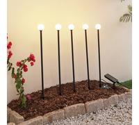 Lámpara LED solar Lindby Freydis, juego de 5, negro, 2000 K