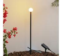 Lámpara LED solar Lindby Freydis, negra, aluminio, 2000 K