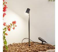 Lámpara LED solar Lindby Myric, negra, aluminio, 3000 K