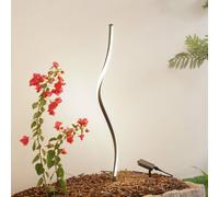Lámpara LED solar Lindby Sabriel, curvada, negra, aluminio, 3000 K
