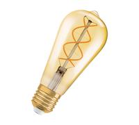 OSRAM VINTAGE 1906 Lámpara LED de filamento dorado hecha de vidrio en forma de Edison, enchufe E27, 300 lúmenes, reemplazo de 28w, blanco muy cálido casi como la luz de las velas (2000k), Dimmable