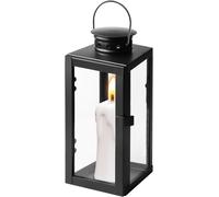 Lámpara, negra, 24 cm, farol metálico para velas, decoración, para exteriores, farol para tumbas, decoración, metal, resistente a la intemperie, para pared exterior, salón
