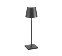 Zafferano, Poldina Pro, Lámpara de Mesa Recargable e Inalámbrica con Control Táctil, Adecuada como Lámpara de Exterior, Atenuador, 2200-3000 K, Altura 38 cm, Color Gris Oscuro