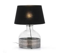 Lampara sobremesa 33x33x40 cristal metal plateado sin pantalla, de cristal/metal, color plateado, 33x33x40 cm Fijalo