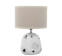 Lampara sobremesa ceramica blanco envejecido pantalla lino 20x28cm, 1xe27 max.60w no in