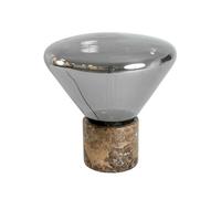 Lámpara sobremesa cristal gris fumé efecto espejo y base mármol porcelánico