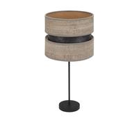 Abrila Colet Negro/Madera Gris - Lámpara Sobremesa Moderno 1Xe27 30 Cm