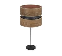 Abrila Colet Negro/Madera Oscura - Lámpara Sobremesa Moderno 1Xe27 30 Cm
