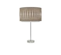 Abrila Alexandra Níquel/Madera Gris - Lámpara Sobremesa Moderno 1Xe27 30 Cm