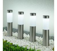 Lámpara sobremuro LED solar de Lindby, juego de 4, piqueta, 31 cm, IP44