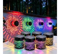Lámpara Solar de Pared con Diseño de Mandala,Lámpara de Proyector de Valla de Jardín Al Aire Libre,Luces Solares Decorativas de Mandala,Luz de Valla de Metal Impermeable Para Jardín (6, color)