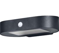 OSRAM Aplique solar pequeño ovalado ENDURA Style, luz blanca cálida (3000K), sensor integrado, utilizable sin alimentación, larga duración: 30 veces 60 segundos en modo PIR, protección IP44, negro