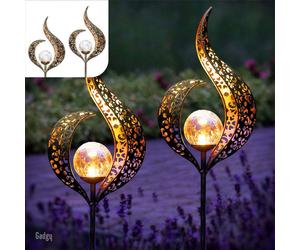 Lámpara solar Gadgy Gadgy con estaca para jardín – Juego de 2 luces solares para jardín – Iluminación solar para jardín – Iluminación LED exterior con sensor – Linterna de jardín – Foco de jardín – Es