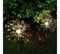 Lámpara solar, juego de 2 unidades, LUMISKY FIREWORKS SPIKE, efecto de luces tipo fuegos artificiales, LED, 97 cm de altura, iluminación decorativa para exteriores, luz blanca cálida
