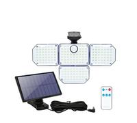 Lámpara Solar LED For Exteriores, Reflector De Seguridad 4 Cabezales, Resistente Al Agua Con Sensor Movimiento For Decoración Pared Jardín, 3 Modos, 186/278/333 Garaje en el jardín(1PC 182LED)