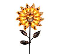 Lámpara solar LED impermeable de girasol para Halloween, calavera, girasol | Luces de estaca de calavera de Halloween para fiesta, escuela, casa embrujada, granja, patio, puertas, porche, pasarela
