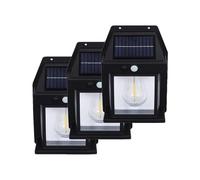 Lampara Solar Pared Exterior negro con Sensor de Movimiento. Foco Solar. Aplique Solar de pared. Lampara Vintage ideal para jardines, porches, patios, garajes. Impermeable IP65