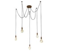 Lampara suspension 5 puntos de luz interior metal cobre antiguo E27 60W Trio Lig
