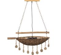 Lampara techo bambu, madera natural 2xe27 max60w, no incluida 80x30x104cm colgada