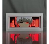 Lámpara Tokyo Ghoul Xinchangda Light Box Anime Kaneki Ken LED Luminaria de Noche Escultura de Papel para Habitación, Figura Decorativa, Regalo
