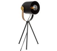 Atmosphera Lámpara de tres pies Bil – Negro, madera y dorado