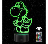 Lámpara Yoshi, Mario Bros Cumpleaños, Luz 3D Infantil Mario Party Jamboree | Lámpara de ABS, 16 colores, USB, control remoto. Regalo para niños ideal para habitación o gaming room de Super Mario