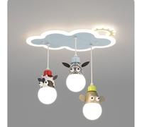 Lámparas Colgantes Creativas para Dormitorio de niños, lámparas de Techo LED Modernas de Dibujos Animados con Animales pequeños, luz de Vidrio de 3 Colores para habitación de niños, habitación de