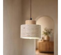 Lámparas colgantes de travertino natural Wabi-Sabi, lámpara colgante nórdica japonesa, detalles de madera y piedra natural para isla de cocina y comedor.,nature 12x10cm