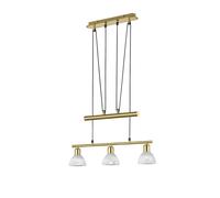 Lámparas colgantes LED con barra regulable en altura, de latón mate, con tres luces, ideales para colocar sobre una mesa de comedor