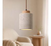 Lámparas colgantes nórdicas modernas estilo Wabi-Sabi de madera de travertino natural casquillo E27 altura ajustable para isla de cocina comedor y pasillo,nature 11x16cm
