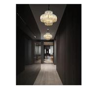 Lámparas de araña LED de Cristal, luminarias de Lujo para el hogar, lámparas Colgantes para vestíbulo, decoración de diseño, Brillo para Sala de Estar, Techo Alto (Natural, 40CM_Golden)
