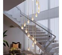 Lámparas de araña Modernas y lujosas de 36 Luces con Cristales Dorados para escaleras, vestíbulos, entradas y techos Altos. Regulables (2700-6000k). Una Pieza Elegante y llamativa para la de