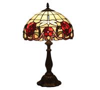 Lámparas de Mesa de vidrieras Estilo Tiffany de 12 Pulgadas con Pantalla Elegante Vintage, iluminación Decorativa para Sala de Estudio y Dormitorio, E27 (Bombillas no Incluidas), Base de aleación