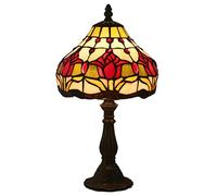 Lámparas de Mesa Estilo Tiffany de 8 Pulgadas con Elegante Pantalla de vidrieras de Flores de tulipán, iluminación Decorativa para Sala de Estudio y Dormitorio, E27 (Bombillas no Incluidas)