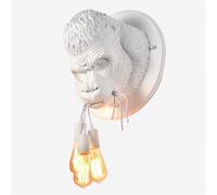 Lámparas de pared de resina de gorila, lámpara de pared con forma de línea de mordedura de orangután, aplique de pared de animales en blanco y negro para decoración del hogar, lámpara de noche de dorm