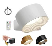 Lámparas De Pared Lights Of Sweden, Apliques De Pared Recargables Con Batería De 1200 Mah, Iluminación Con Rotación De 360°, Accesorios Para El Salón, Luz Inalámbrica Con 3 (White-with control)