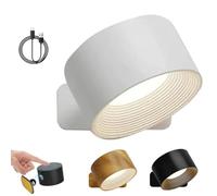 Lámparas De Pared Lights Of Sweden, Apliques De Pared Recargables Con Batería De 1200 Mah, Iluminación Con Rotación De 360°, Accesorios Para El Salón, Luz Inalámbrica Con 3 (White-no control)