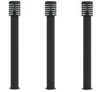 vidaXL Lámparas de suelo exterior 3 uds acero inoxidable negro 110 cm