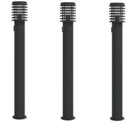 Lámparas De Suelo Exterior Con Enchufe 3 Uds Acero Negro 110 Cm Vidaxl