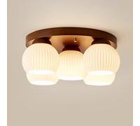 Lámparas de Techo de 15,7" de Estilo Moderno, de Madera, Semiempotradas, Ideales para Dormitorios, Recibidores Y Pasillos. Casquillo E27./Marrón/5 Luces