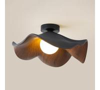 Lámparas de Techo de Estilo Nórdico Moderno con Acabado de Madera Y Hierro, Ideales para Pasillos. Lámparas de Techo Semiempotradas con Base G9 para Dormitorios, Entradas Y Pasillos./Color Nogal/40 cm
