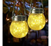 Lámparas Solares para Jardín, ZQX 2 Piezas 30 LEDs Tarro de Albañil de Luz Solar, Impermeable Masón Jar Hada Luces Solares Exterior Jardin con Sensor para Decoración Jardín Patio Fiesta(Blanco Cálido)