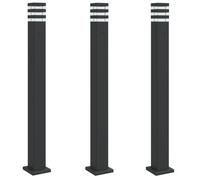Lámparas Suelo Exterior Con Enchufe 3 Uds Aluminio Negro 110 Cm Vidaxl