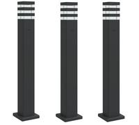 vidaXL Lámparas suelo exterior con enchufe (3 unidades) aluminio negro Dimensiones 50 cm, 80 cm, 110 cm