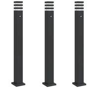 Lámparas Suelo Exterior Con Sensor 3 Uds Aluminio Negro 110 Cm Vidaxl
