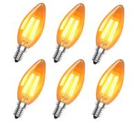 Lamptobe E14 LED Bombillas de Vela 4W (40W Equivalente) 2200K Blanco Cálido Amber Glow Vintage C35 LED Bombillas de bajo consumo, no regulable para lámpara de araña, lámpara de pared -6 piezas