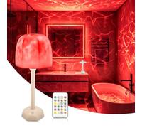 Lamptobe Lámpara de ducha impermeable con proyector ola oceánicas 16 colore | luz ambiental sin cables con mando a distancia y control táctil, lámpara de mesa recargable USB-C para baño y bañera