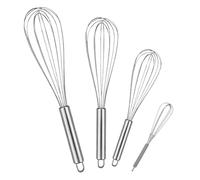 Lamxd - Batidor de Cocina Manual en Acero Inoxidable, 4 Piezas (21 cm, 26 cm, 29 cm) para Huevos, Mezclar, Revolver Masa, Espumar - Plata